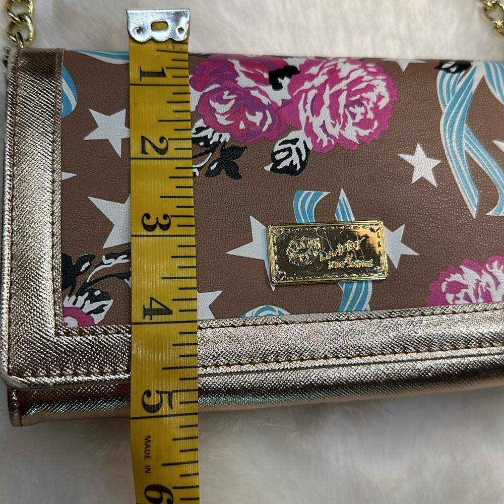 Luv Betsey crossbody wallet purse rose gold w/ gold accents and star purse charm - Picture 12 of 15